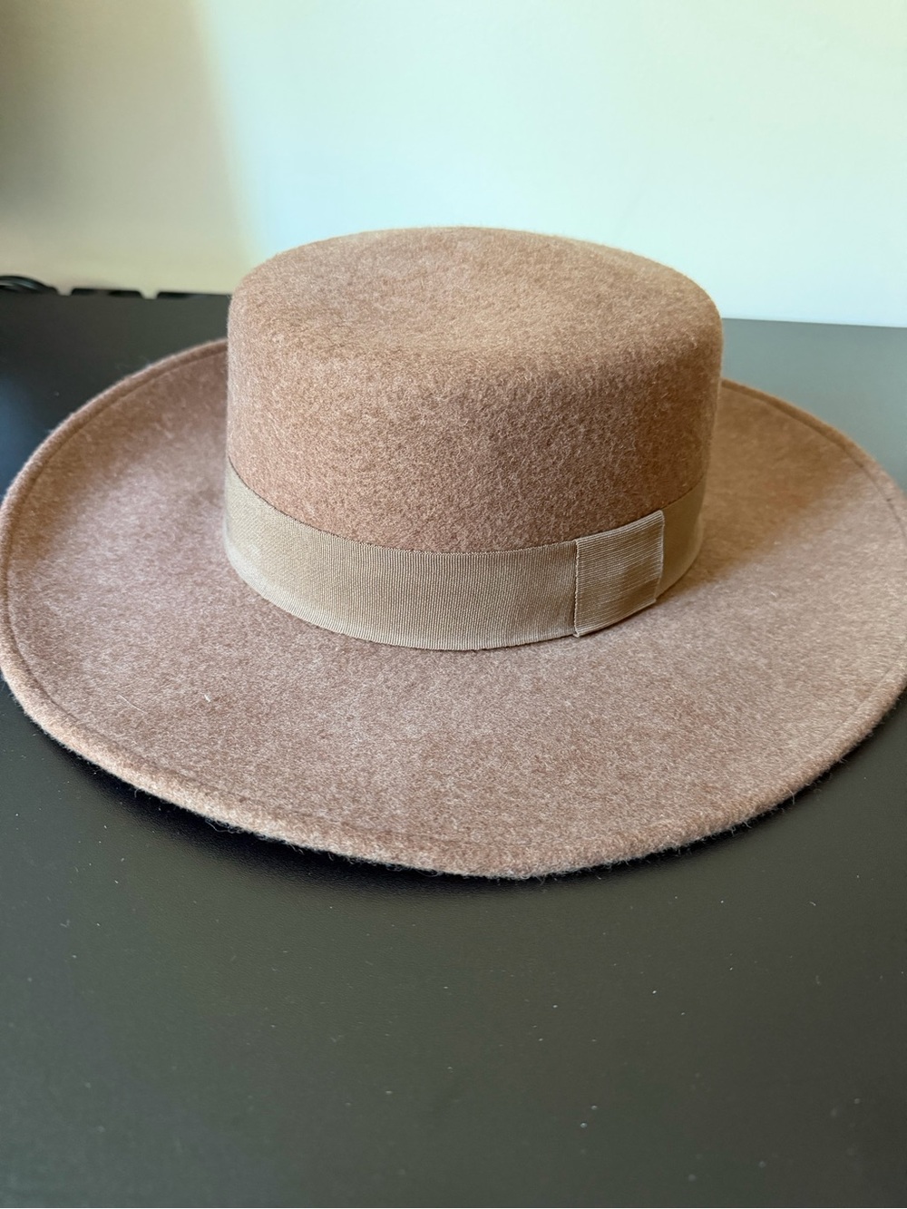 hinge Tan Wide-Brim Wool Felt Hat with Band